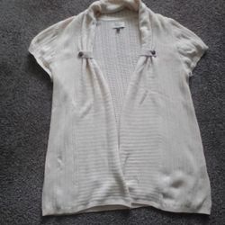 Sonoma Life + Style Cream Short Sleeve Knit Cardigan Sweater XL 100% Cotton