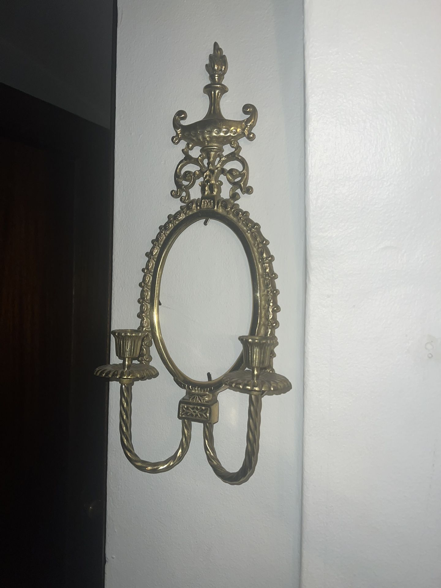 brass antique mirror candle holder