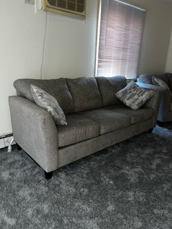 Gray Fabric Loveseat Sofa