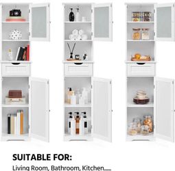 Tall Bathroom Storage Cabinet 67″, Wooden Floor Cabinet