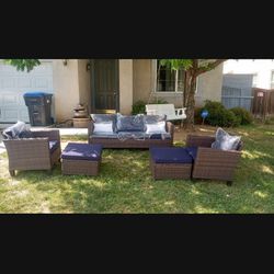 Brown blue patio couch, patio sofa, outdoor furniture, outdoor patio furniture, set patio patio chairs, brand new