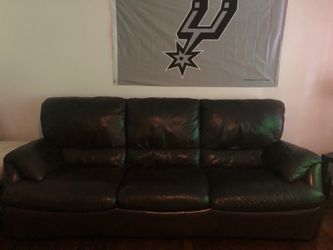 Dark brown leather couch
