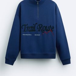 Embroidered Quarter Zip Sweatshirt MENS XL 
