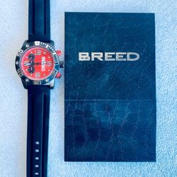 Breed Grand Prix Chronograph Men’s Japanese Quartz Watch, Black, Red Dial, 45MM BRD3909