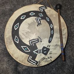 NATIVE AMERICAN 2 Sided Rawhide Drum 