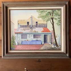 Framed Painting of a House on Canvas 21x27