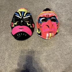 Vintage Vacuform Halloween Masks Set Of 2 (Native American And African Tribal)