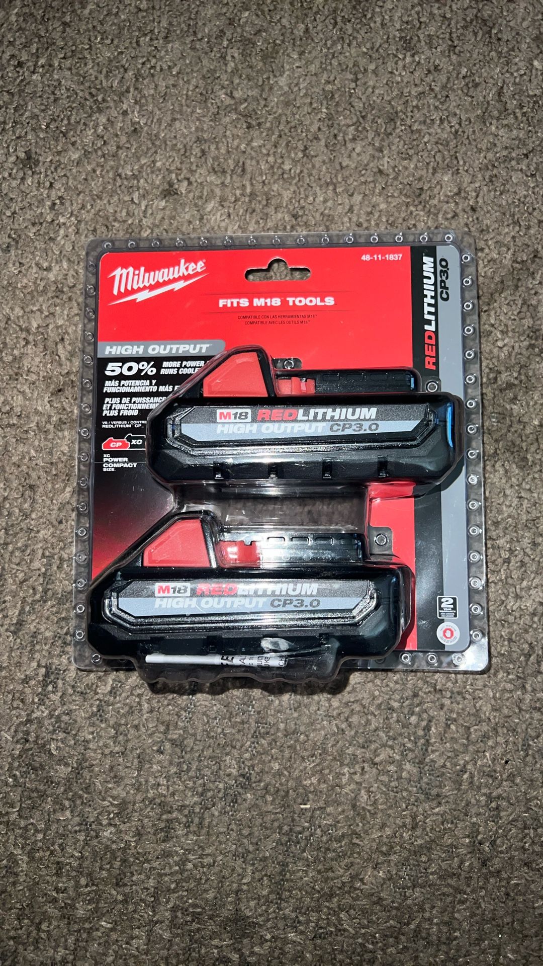 Milwaukee M18 High Output CP3.0 Batteries New Never Used