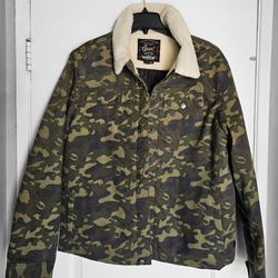 Men's Jacket Xl Denim Canvas Trucker Army Camouflage 