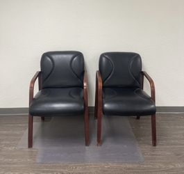 Black Leather All Wood Chairs
