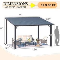 12 ft. x 10 ft. Outdoor Pergola Hardtop Gazebo, Wall-Mounted Heavy Duty Lean to Metal Patio Cover $350  Warehouse Address: 2745 Boone st  Columbia sc 