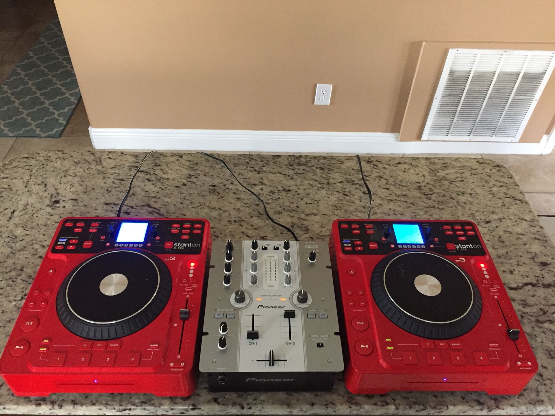 DJ Set up Stanton C.324 Limited Edition Red CDJ with 2 Channel Pioneer  DJM-250 Mixer for Sale in Kissimmee, FL - OfferUp