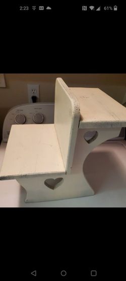 Wooden Two-Step Stool with Heart Cutouts