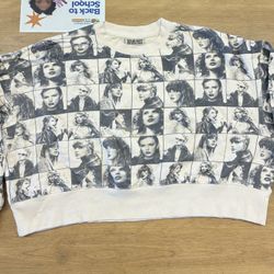 Taylor Swift THE ERAS TOUR Cropped Beige Pullover sweatshirt Womens Size Small