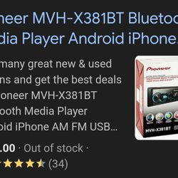 PIONEER MVH-380BT CAR RADIO 