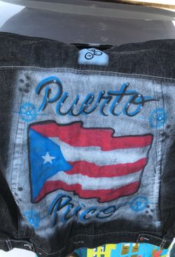 Jean jacket Puerto Rico flag