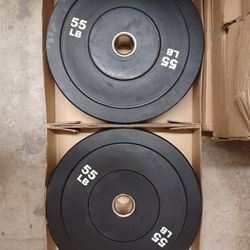 55 lb Olympic Bumper Weight Plate Pairs,  New 