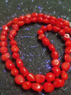 19" Red Coral Nugget Necklace