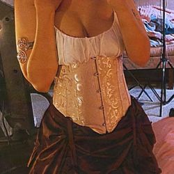 Beige Floral Satin Underbust Corset Bustier Waist Training Cincher Body Shaper