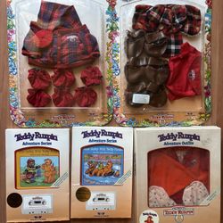 New Vintage World Of Wonder Teddy Ruxpin And Grubby Outfits And Tape Sets
