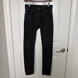 LEVI'S 510 Premium Big E Jeans Men's W30/L32 Fade Effect Skinny Fit Zip Black