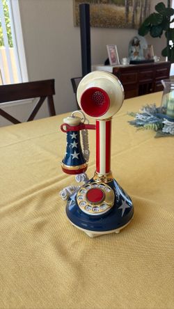 Vintage Patriotic Stars & Stripes Candlestick Telephone