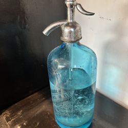 Vintage Seltzer Bottle In Blue 