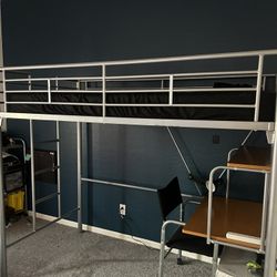 Twin Metal Frame Bunk Bed W/ Desk