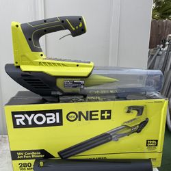 RYOBI ONE+ 18V 100 MPH 280 CFM Cordless Battery Variable-Speed Jet Fan Leaf Blower (Tool Only)