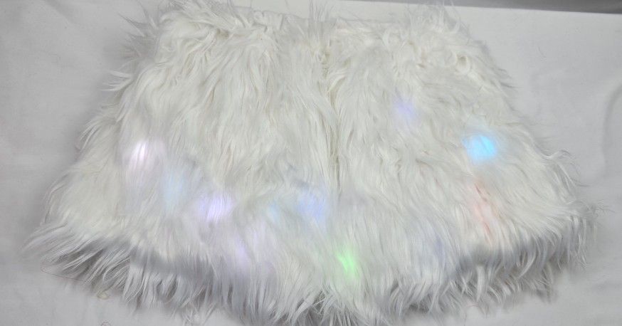 Top Focus White Faux Fur LED Light-Up Skirt Rave Festival Costume Medium