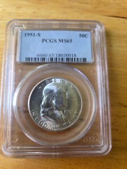 1951 S PCGS  FRANKLIN  HALF Dollar  MS65