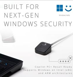 Kensington Upgraded VeriMark Desktop 2.0 USB Fingerprint Reader Supports USB-C and USB-A - Windows Hello with ESS, Windows 11 Fingerprint Scanner for