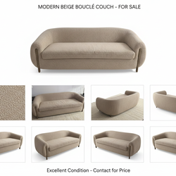 7ft Modern Bouclé Sofa - Excellent Condition - 1.5 Years Old