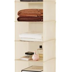 MAX Houser 6 Tier Shelf Hanging Closet Organizer, Cloth Hanging Shelf with 2 Sturdy Hooks for Storage, Foldable (Beige)