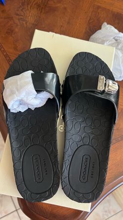 Coach Black Slide Sandals