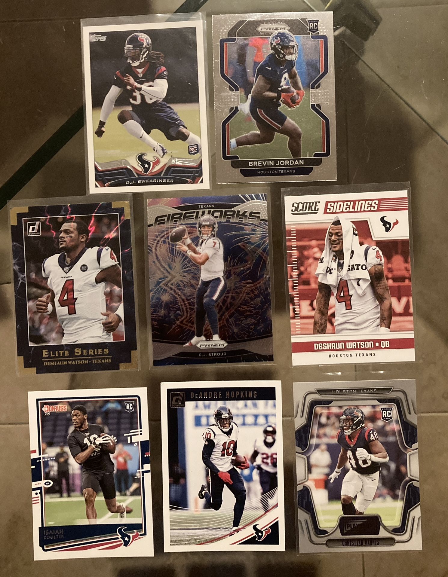 Houston Texans 8 card lot 2024 Panini Prizm C.J. Stroud Fireworks ,& more rookies & star cards , good condition.