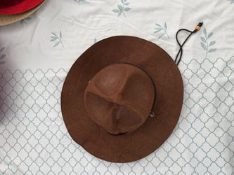 Brown Wide Brim Hat with Chin Strap