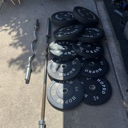 Olympic Weights Bumper Plates With Olympic Bars 