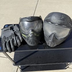 2 Paintball Tactical Mask’s w/ Goggles & Tactical Gloves