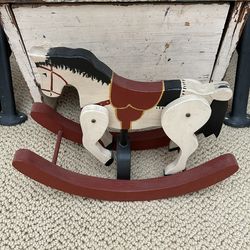 Vintage Hand Made & Painted Rocking Horse Nursery Decor