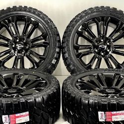 22" Gloss Black High Country Wheels Rims 33" MT Tires Chevy GMC (contact info removed)2