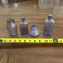 Apothecary Glass Bottles Various Shades of Purple
