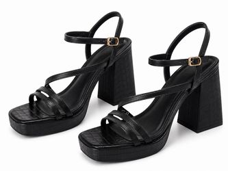 Black Platform Block Heel Sandals - 8.5 women’s