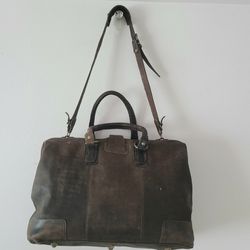 HOBO International Brown Leather Duffle Bag dr doctor Travel Made In Colombia distressed Rugged Negotiable 