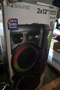 IQ Sound 2x12-Inch Portable Bluetooth Party Speaker Kareoke Brad New Never Use