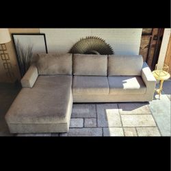 Sectional Sofa Light Grey Couch Chaise 