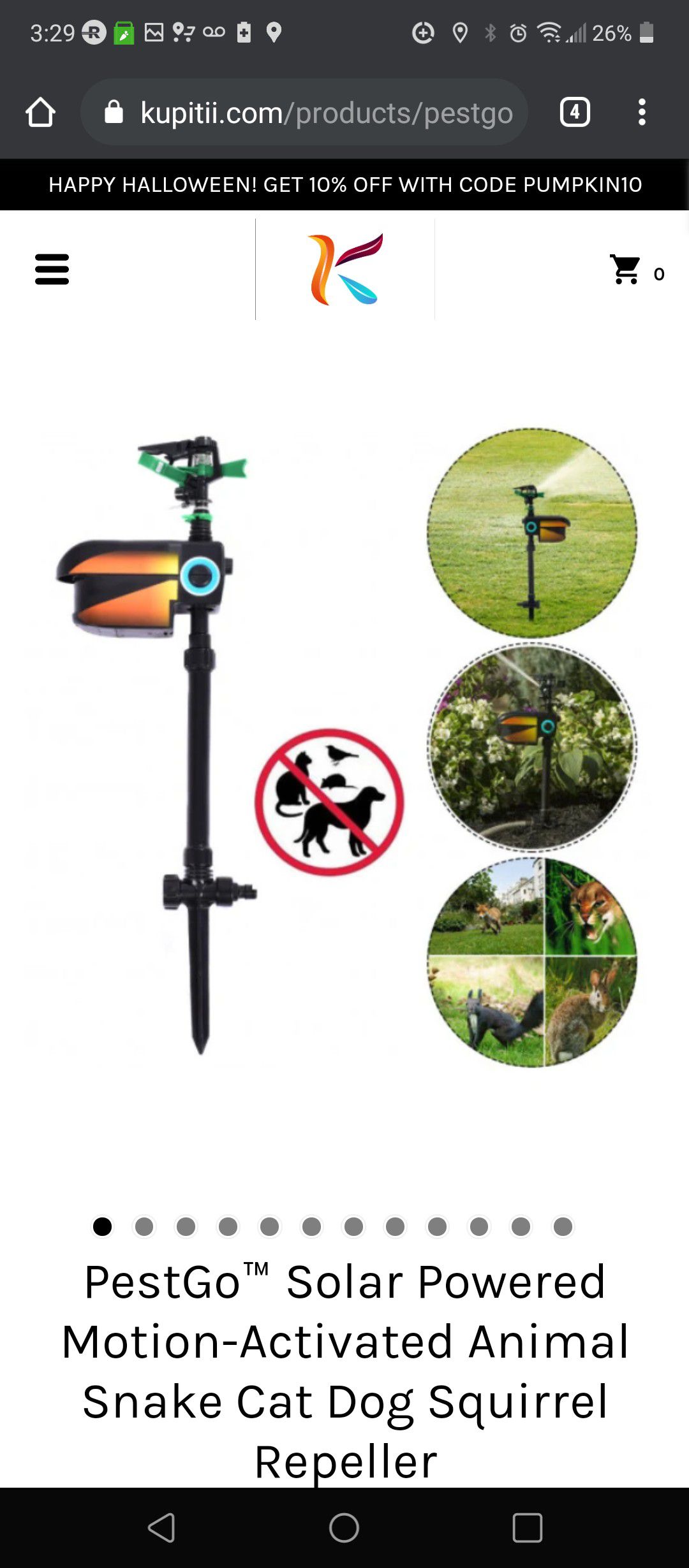 Solar Powered Motion-Activated Animal Repeller