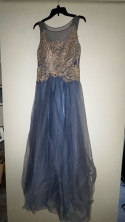 Navy Blue & Gold Formal Dress – Size 14