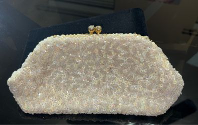 Vintage La Regale Beaded Evening Clutch - Ivory & Iridescent