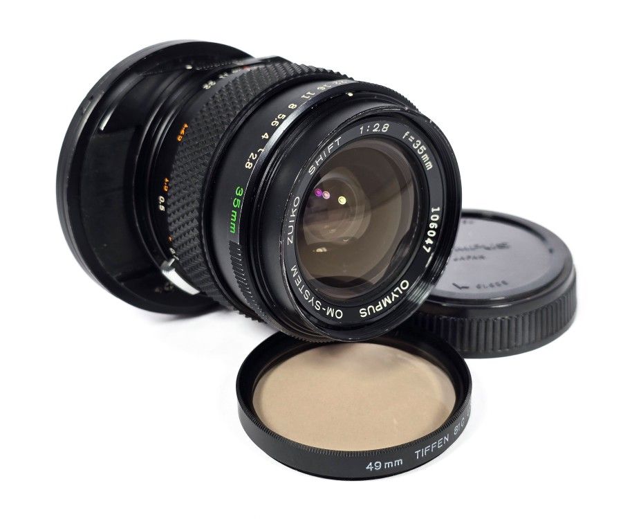 Olympus OM System SHIFT 35mm f/2.8 Zuiko Lens w/ Bottom Cap & Lens Filter